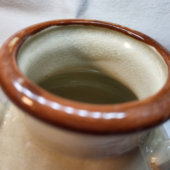 Milk Can Jug VASE Ceramic Handles 7" Tall Design Country Farmhouse Cream Browns - Picture 11 of 12